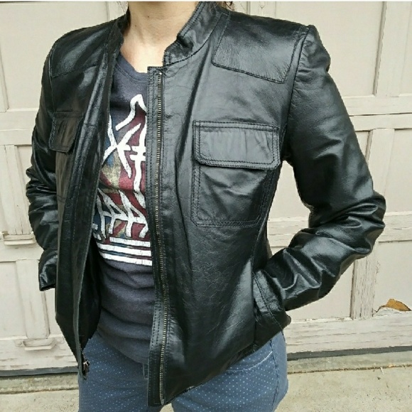 Dkny Jackets & Blazers - black genuine leather dkny jacket